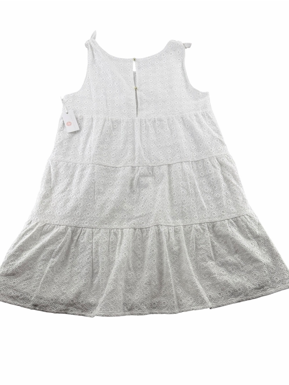 Lauren James Newport Tiered Shoulder Knot Dress/White Eyelet/Size: Large - Picture 3 of 16